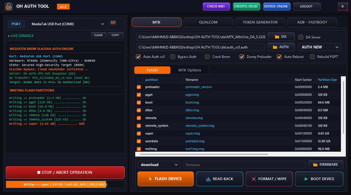 OH AUTH TOOL MediaTek BROM Mode