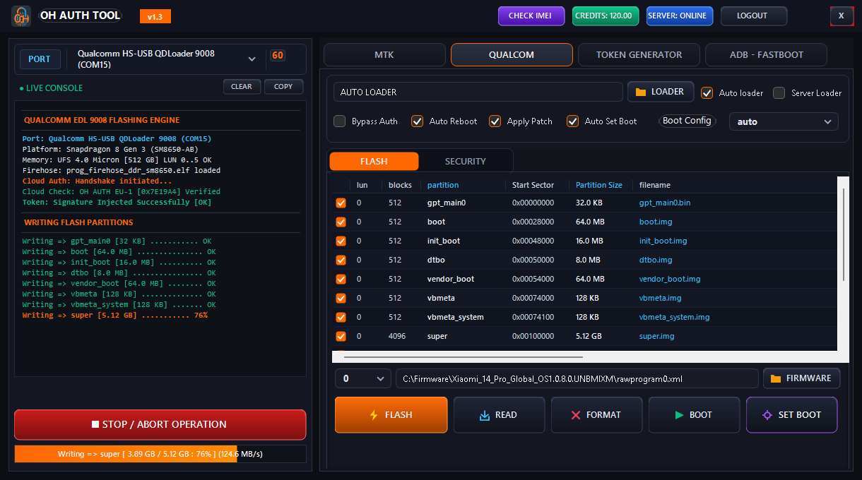 OH AUTH TOOL Qualcomm EDL 9008 Mode